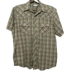 wrangler western shirt pearl snap short sleeve XL Wrancher
